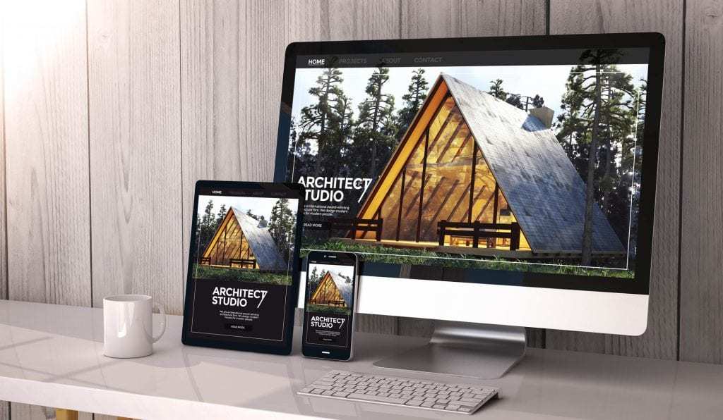 Business website displayed on multiple devices